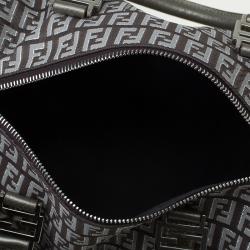 Fendi Grey Zucchino Canvas Small Forever Bauletto Boston Bag