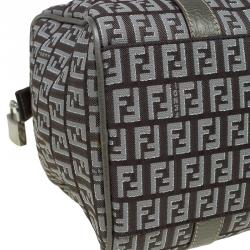 Fendi Grey Zucchino Canvas Small Forever Bauletto Boston Bag