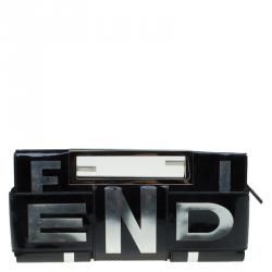 Pre Owned Fendi Black Patent Leather Crossword Clutch