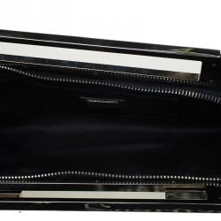 Pre Owned Fendi Black Patent Leather Crossword Clutch