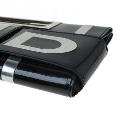 Pre Owned Fendi Black Patent Leather Crossword Clutch