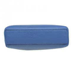 Pre Owned Fendi Powdered Blue Leather Micro Peekaboo Bag