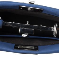 Pre Owned Fendi Powdered Blue Leather Micro Peekaboo Bag