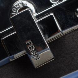 Pre Owned Fendi Powdered Blue Leather Micro Peekaboo Bag