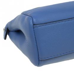 Pre Owned Fendi Powdered Blue Leather Micro Peekaboo Bag