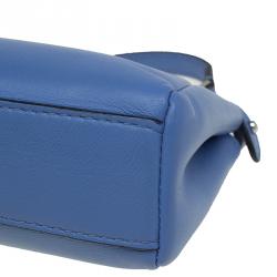 Pre Owned Fendi Powdered Blue Leather Micro Peekaboo Bag