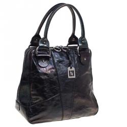 Pre Owned Fendi Black Holographic Patent Leather Tote