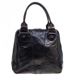 Pre Owned Fendi Black Holographic Patent Leather Tote