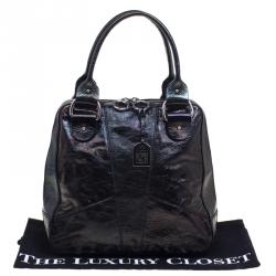 Pre Owned Fendi Black Holographic Patent Leather Tote