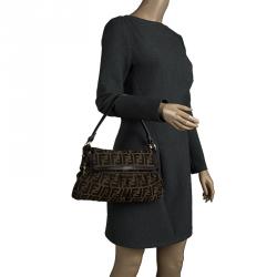 Pre Owned Fendi Tobacco Zucca Canvas Small Chef Shoulder Bag