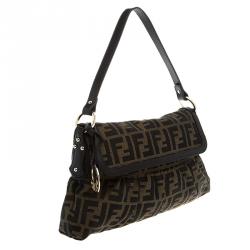 Pre Owned Fendi Tobacco Zucca Canvas Small Chef Shoulder Bag