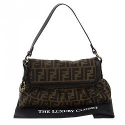 Pre Owned Fendi Tobacco Zucca Canvas Small Chef Shoulder Bag