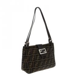 Pre Owned Fendi Tobacco Zucca Canvas Bauletto Hobo