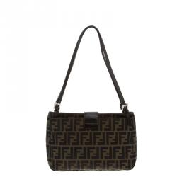 Pre Owned Fendi Tobacco Zucca Canvas Bauletto Hobo