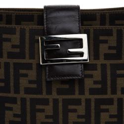 Pre Owned Fendi Tobacco Zucca Canvas Bauletto Hobo