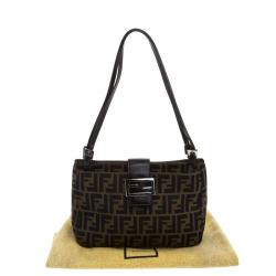 Pre Owned Fendi Tobacco Zucca Canvas Bauletto Hobo