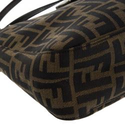 Pre Owned Fendi Tobacco Zucca Canvas Bauletto Hobo