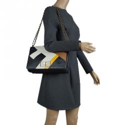 Pre Owned Fendi Black Leather Large 3D Claudia Shoulder Bag