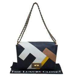 Pre Owned Fendi Black Leather Large 3D Claudia Shoulder Bag