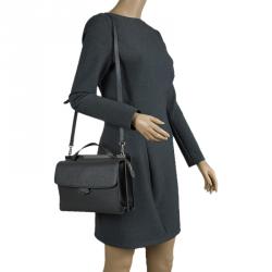 Pre Owned Fendi Dark Grey Textured Leather Small Demi Jour Shoulder Bag