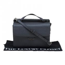 Pre Owned Fendi Dark Grey Textured Leather Small Demi Jour Shoulder Bag