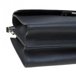 Pre Owned Fendi Dark Grey Textured Leather Small Demi Jour Shoulder Bag