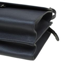 Pre Owned Fendi Dark Grey Textured Leather Small Demi Jour Shoulder Bag