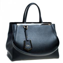 Pre Owned Fendi Black Saffiano Leather 2Jours Tote