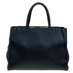 Pre Owned Fendi Black Saffiano Leather 2Jours Tote