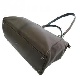 Pre Owned Fendi Dark Grey Leather Large Peekaboo Tote