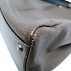 Pre Owned Fendi Dark Grey Leather Large Peekaboo Tote