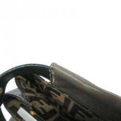 Pre Owned Fendi Dark Grey Leather Large Peekaboo Tote