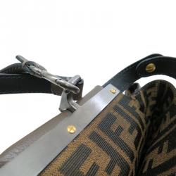 Pre Owned Fendi Dark Grey Leather Large Peekaboo Tote