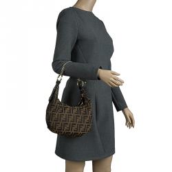 Pre Owned Fendi Tobacco Zucca Canvas Chef Chain Hobo