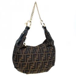 Pre Owned Fendi Tobacco Zucca Canvas Chef Chain Hobo