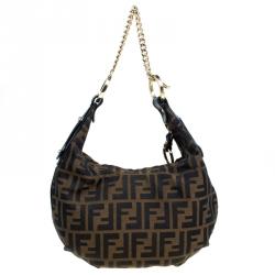 Pre Owned Fendi Tobacco Zucca Canvas Chef Chain Hobo