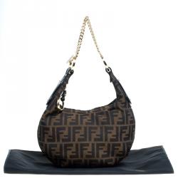 Pre Owned Fendi Tobacco Zucca Canvas Chef Chain Hobo