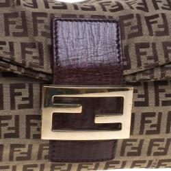 Pre Owned Fendi Brown Zucchino Canvas Shoulder Bag