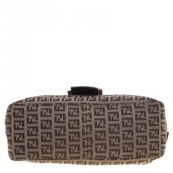 Pre Owned Fendi Brown Zucchino Canvas Shoulder Bag