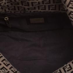 Pre Owned Fendi Brown Zucchino Canvas Shoulder Bag