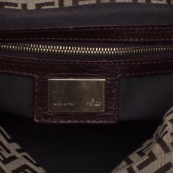 Pre Owned Fendi Brown Zucchino Canvas Shoulder Bag