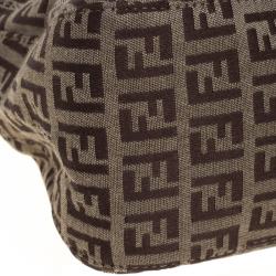 Pre Owned Fendi Brown Zucchino Canvas Shoulder Bag