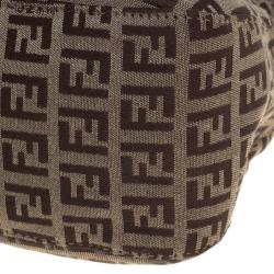 Pre Owned Fendi Brown Zucchino Canvas Shoulder Bag