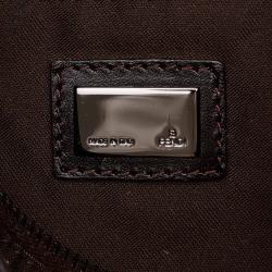 Pre Owned Fendi Tobacco Zucchino Canvas Small Boston Bag