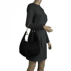 Pre Owned Fendi Black Zucca Canvas Chef Chain Link Hobo