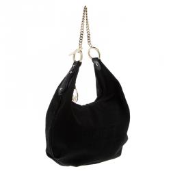 Pre Owned Fendi Black Zucca Canvas Chef Chain Link Hobo