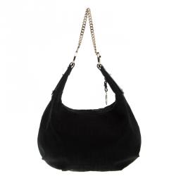 Pre Owned Fendi Black Zucca Canvas Chef Chain Link Hobo