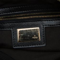 Pre Owned Fendi Black Zucca Canvas Chef Chain Link Hobo