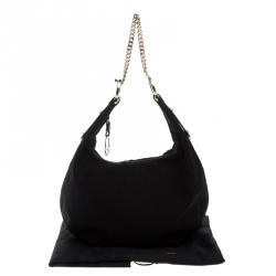 Pre Owned Fendi Black Zucca Canvas Chef Chain Link Hobo