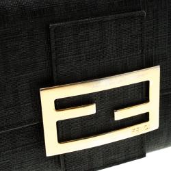 Pre Owned Fendi Black Zucchino Leather Continental Wallet
